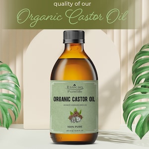 Organic Castor 100ml, 250ml, 500ml and 1000ml sizes - Supplied in an Amber Glass Bottle, Cold Pressed and Hexene Free, pump optional