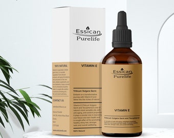 Premium Vitamin E Oil 100ml - Glass bottle plus cuticle brush for nails, hair growth and skin moisturiser