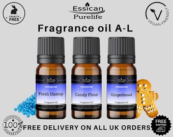 Fragrance oil 10ml Bath bomb Candle Waxmelts Diffuser Soap Perfume Cleaning products, over 170 fragrances stocked Made in UK Vegan friendly