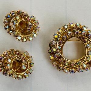 Vintage Aurora Borealis Pin and Earring Set
