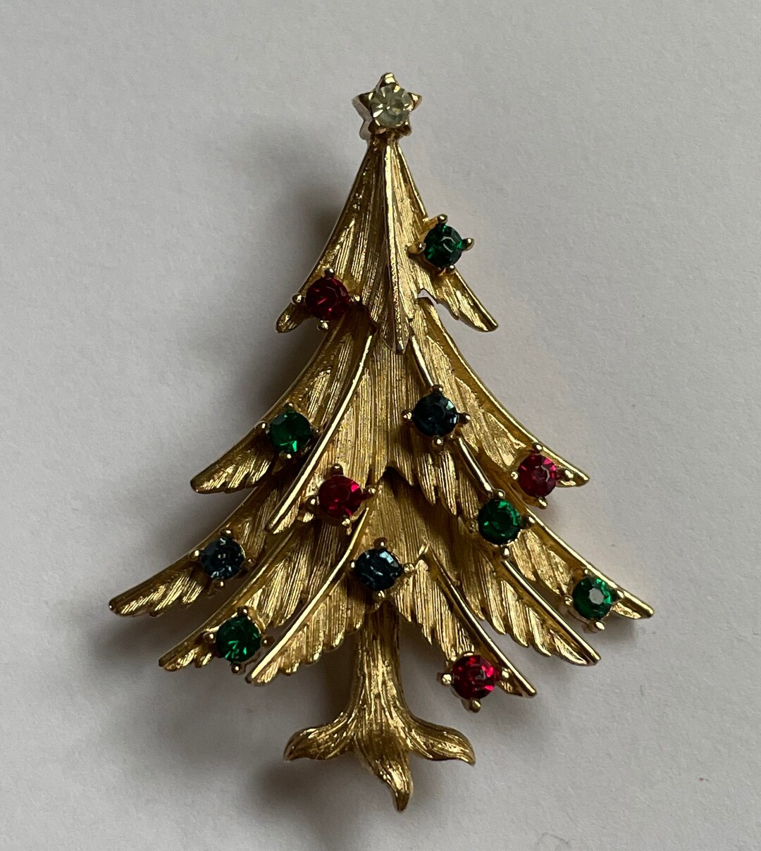Vintage Gold Christmas Tree Pin Etsy