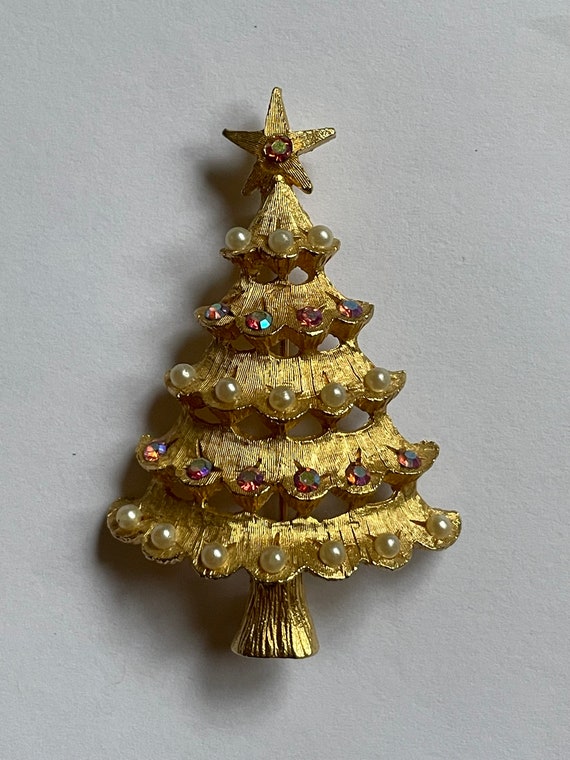 Beautiful Mylu Vintage Christmas Tree Rhinestone P