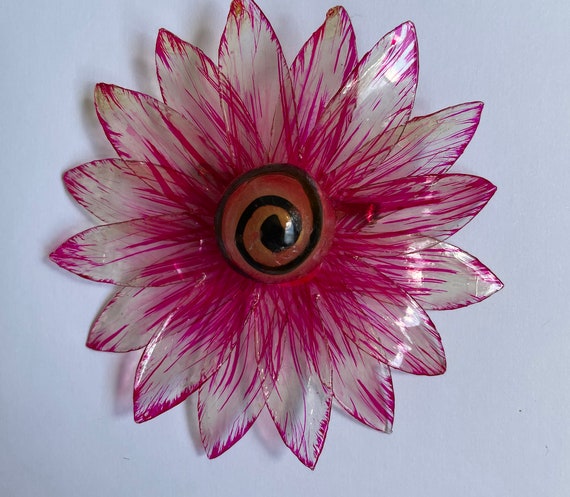 Vintage Acrylic Flower Pin - image 1