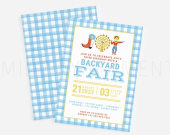 EDITABLE FAIR THEMED Birthday Invitation, Texas State Fair Birthday, State Fair Birthday, Carnival Theme Party Invite