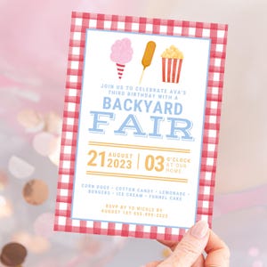 FAIR THEMED BIRTHDAY Invitation Editable with Canva, Gingham Invitation Template, County Fair Birthday, State Fair Birthday, Canva Template