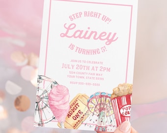 COUNTY FAIR EDITABLE Canva Invitation, County Fair Theme Party, Fair Theme Birthday, Canva Template, Customizable Invitation