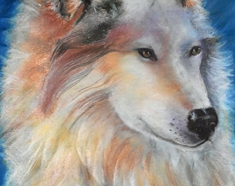 Original pastel painting -wolf - 18"x14" - fine art by Louise Cassano