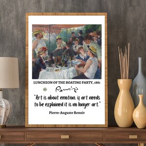 Renoir Quote, Renoir Wall Art, Art is About Emotion, Quote Print Poster, Inspirational Wall Art, Inspirational Quote, Home Decor, Gift