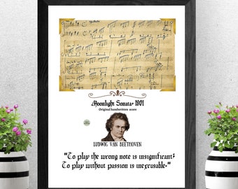 Beethoven Quote, Beethoven Wall Art, Moonlight Sonata, Quote Print Poster, Inspirational Wall Art, Inspirational Quote, Home Decor, Gift
