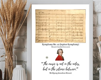 Mozart Quote, The Music Is Not In The Notes, Mozart Poster, Music Lover Gift, Inspirational Wall Art, Inspirational Quote, Home Decor
