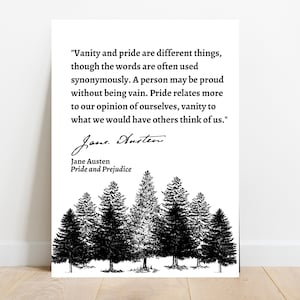 Jane Austen Quote, Jane Austen Wall Art, Pride and Prejudice, Quote Poster, Literary Print, Inspirational Wall Art, Home Decor, Gift