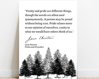 Jane Austen Quote, Jane Austen Wall Art, Pride and Prejudice, Quote Poster, Literary Print, Inspirational Wall Art, Home Decor, Gift