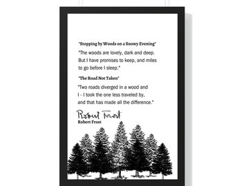 Citazioni di Robert Frost, Robert Frost Wall Art, Citazione Stampa Poster, Stampa letteraria, Miglia da percorrere prima di dormire, Due strade divergevano nel bosco