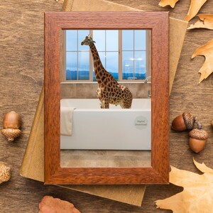 Giraffe in bad, Digitale Kunst aan de Muur, Afdrukbare Kunst aan de Muur, Brainy Quote, Cadeau, Digitale Prints, Instant Download, Poster, Wall Art,