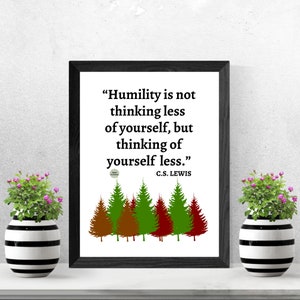 CS Lewis Quote, CS Lewis Wall Art, Humility is not, Quote Print Poster, Inspirational Wall Art, Inspirational Quote, Home Decor, Gift