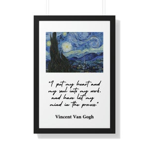 Van Gogh Quote, Van Gogh Wall Art ,I Put My Heart And My Soul , Starry Night, Quote Print Poster, Inspirational Art, Home Decor, Gift