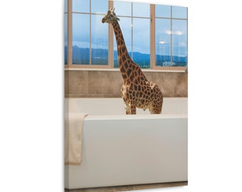 Giraffe in der Badewanne, Giraffe Wandkunst, Badezimmer Kunst, Tierkunst, Druck Poster, Wandkunst, Tiergeschenke, Wohnkultur, Geschenk
