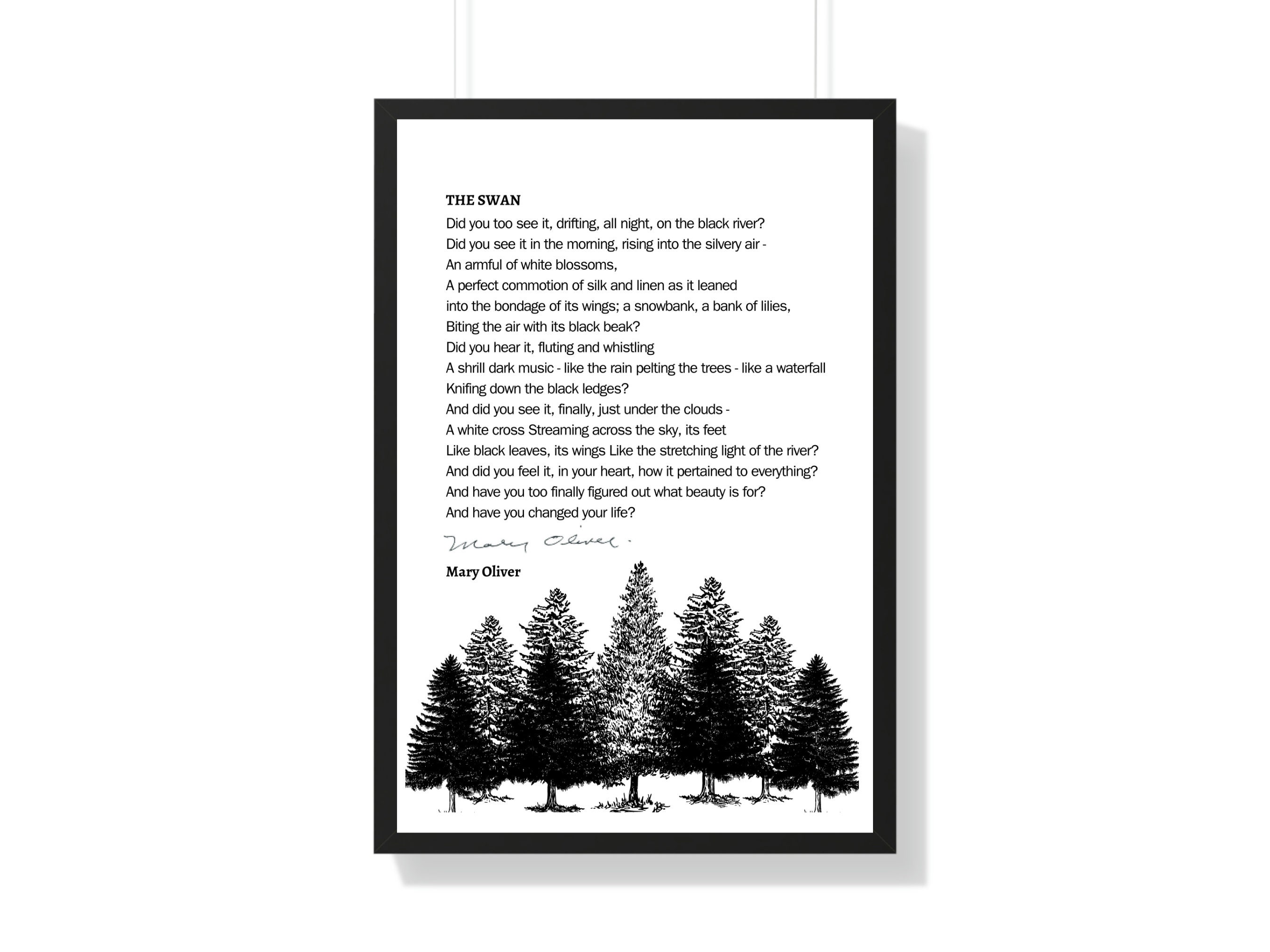Mary Oliver Quote, Mary Oliver Wall Art, Thew Swan Poem, Quote Print