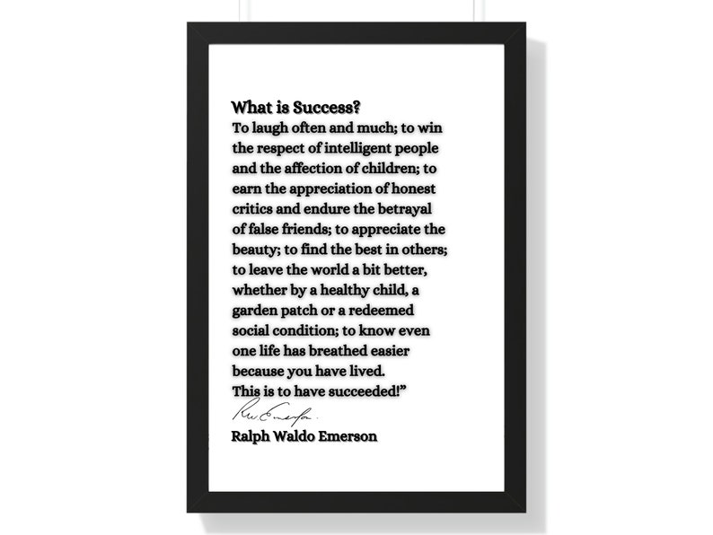 Ralph Waldo Emerson Quote, Emerson Wall Art, What is success, Quote Print Poster, Inspirational Wall Art, Inspired Quote, Home Decor, Gift image 1