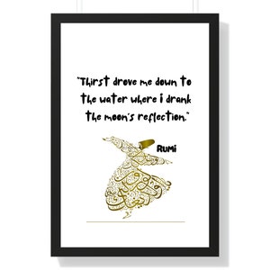 RUMI 6 Zitat, RUMI 6 Wandkunst, Zitat Poster, literarischer Druck, &quot;Durst trieb mich runter zum Wasser...&quot; Inspirierende Wandkunst, Wohnkultur, Geschenk