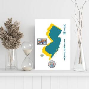 NEW JERSEY KAART! De tuin staat. Digitale kunst aan de muur, afdrukbare kunst aan de muur, digitale kunst, geschenk, digitale afdruk, instant download, citaat over het leven