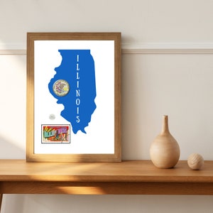 Karte von ILLINOIS. Digitale Wandkunst, druckbare Wandkunst, Wandbehang, digitale Kunst, Geschenk, Digitaldrucke, Sofort Download, Zitate über das Leben