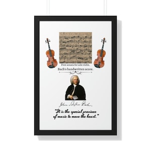 Cita trasera de Johann Sebastian, arte de pared de Bach, música para mover el corazón, cartel de cita, arte de pared de lienzo, cita inspiradora, decoración del hogar, regalo