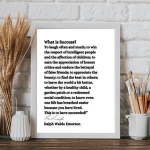 Ralph Waldo Emerson Quote, Emerson Wall Art, What is success, Quote Print Poster, Inspirational Wall Art, Inspired Quote, Home Decor, Gift image 9