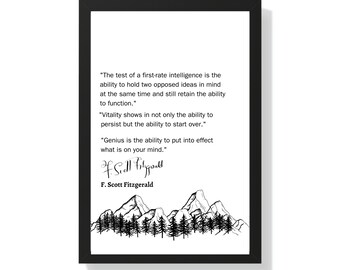 F. Scott Fitzgerald Quote, F Scott Fitzgerald Wall Art, Quote Print Poster, Famous author, Literary Prints, Wall Art, Home Decor, Gift