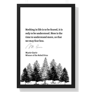 Marie Curie Quote, Marie Curie Wall Art, Quote Poster, Literary Print, Nobel Prize Scientist, STEM, Inspirational Wall Art, Home Decor, Gift