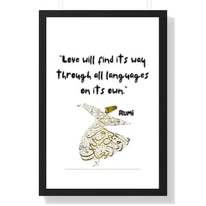 RUMI 10 Quote, RUMI 10 Wall Art, Quote Poster, Literary Print, &quot;Love will find its way...&quot; Inspirational Wall Art, Home Decor, Gift