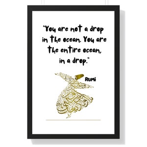 RUMI 2 Zitat, RUMI 2 Wandkunst, Zitat Poster, literarischer Druck, &quot;You are not a drop in the ocean...&quot; Inspirierende Wandkunst, Wohnkultur, Geschenk