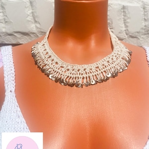 Collier tricoté main Oya au crochet/Collier dentelle au crochet en épingle à cheveux/Collier plastron au crochet