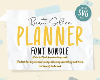 Planner Font Bundle, Goodnotes Fonts, Journal Fonts, Handwritten Fonts, Digital Note Taking Fonts, Procreate Fonts,  Canva Fonts, iPad Fonts