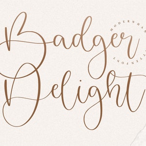 Badger Delight - Fuente Caligrafía, Fuente Manuscrita, Fuente Script, Fuente Boda, Fuentes Cricut, Fuentes Canva, Fuente Procreate, Fuentes SVG