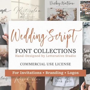 Wedding Script Font Collection - Hand Designed Fonts - Commercial Use License - Invitations & Branding