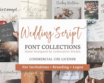 Wedding Script Font Collection - Hand Designed Fonts - Commercial Use License - Invitations & Branding