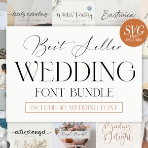 Wedding Font - Font Bundle, Calligraphy Fonts, Cricut Fonts, Invitations, Procreate Fonts, Crafting Fonts, Canva Fonts, Commercial Use, SVG