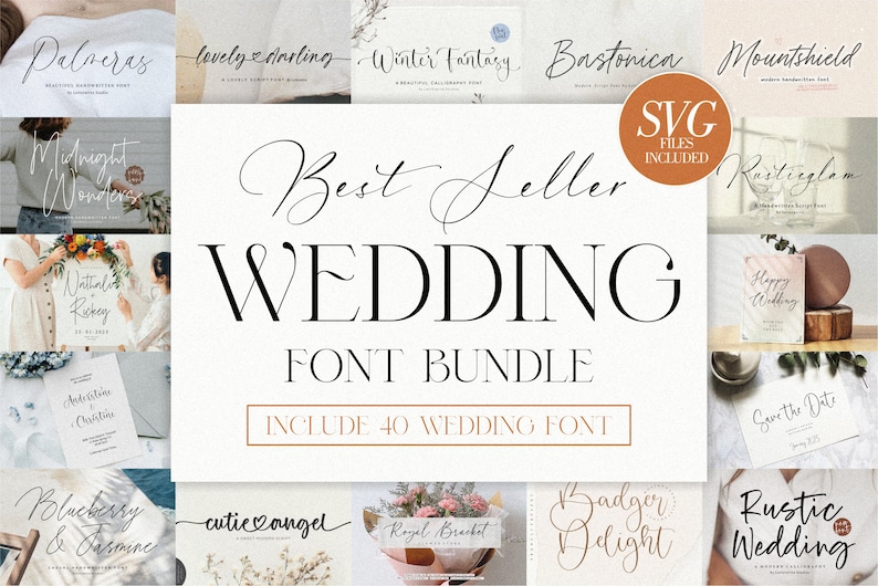 Wedding Font Font Bundle, Calligraphy Fonts, Cricut Fonts, Invitations, Procreate Fonts, Crafting Fonts, Canva Fonts, Commercial Use, SVG image 1