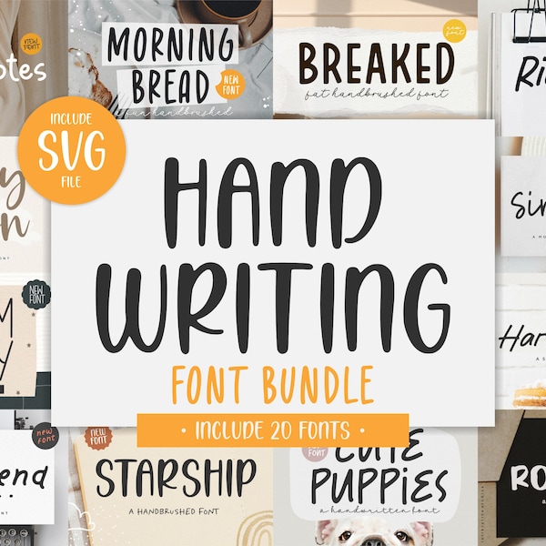 Handwriting Font Bundle - Font Bundle, Cricut Fonts, Cute Fonts, Sans Font Procreate Fonts, Crafting Fonts, Canva Fonts, Commercial Use, SVG