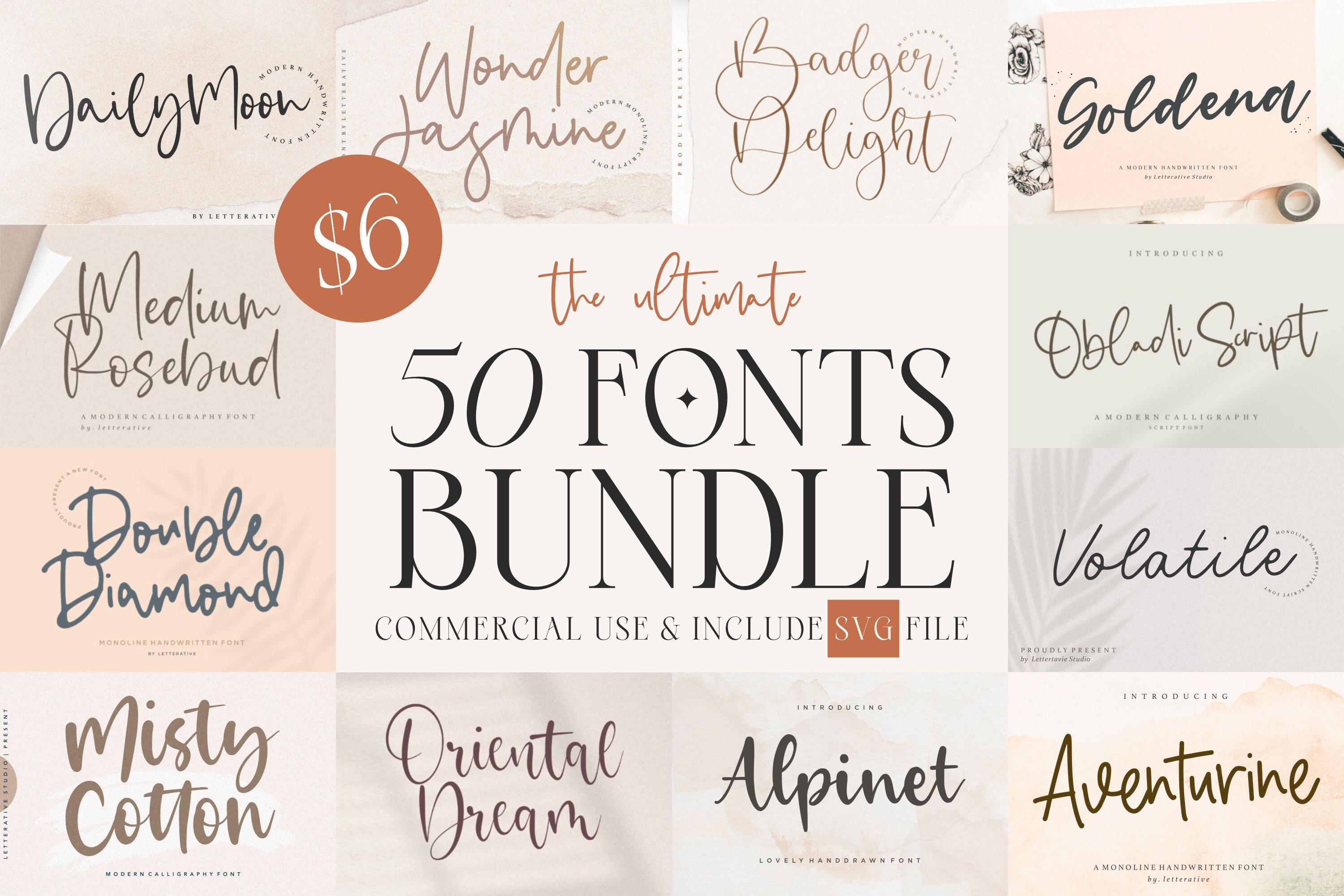 The Ultimate 50 Fonts - Font Bundle, Cricut, Canva Font, Script Font, Fonts, Digital Fonts, Procreate Fonts, Crafting, SVG Font, Commercial