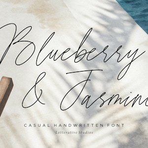 Blueberry and Jasmine - Fuente digital, Fuente caligrafía, Fuente Script, Fuente Cricut, Fuente manuscrita, Fuente boda, Fuente pincel, Fuente moderna