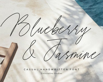 Blueberry and Jasmine - Digital font, Calligraphy font, Script Font, Cricut font, Handwritten font, Wedding font, Brush font, Modern font