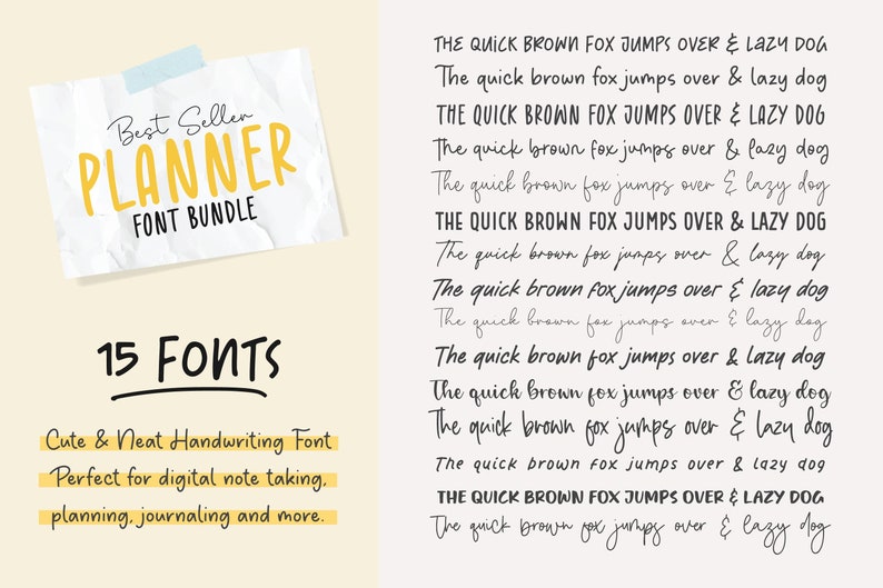 Planner Lettering Designs Planner Font Bundle: 15 Handwritten Fonts for Goodnotes (SVG Files) - Etsy