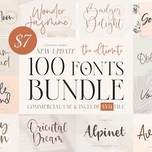 The Ultimate 100 Fonts - Font Bundle, Cricut, Canva Font, Script Font, Fonts, Digital Fonts, Procreate Fonts, Crafting, SVG Font, Commercial