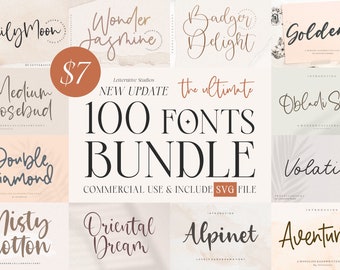 The Ultimate 100 Fonts - Font Bundle, Cricut, Canva Font, Script Font, Fonts, Digital Fonts, Procreate Fonts, Crafting, SVG Font, Commercial