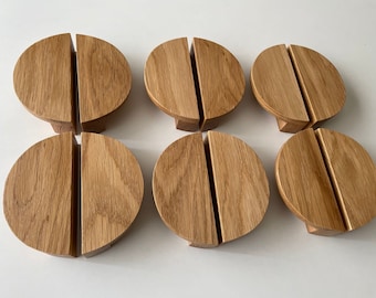 Par de tiradores de roble en forma de media luna para gabinete: tiradores de madera modernos para cajones