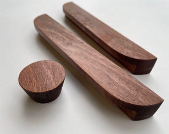 Q Pax PAIR HANDLES/Modern Cabinet pulls/Wooden Handles