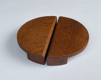Oak Half Moon Cabinet Handles: Modern Wooden Drawer Pulls