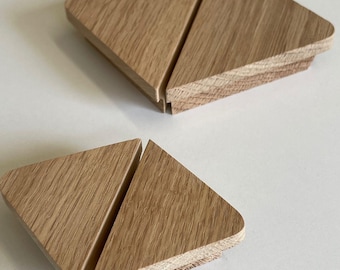 Raw Oak Wood Cabinet Pulls: Modern Drawer Handles (Pair)